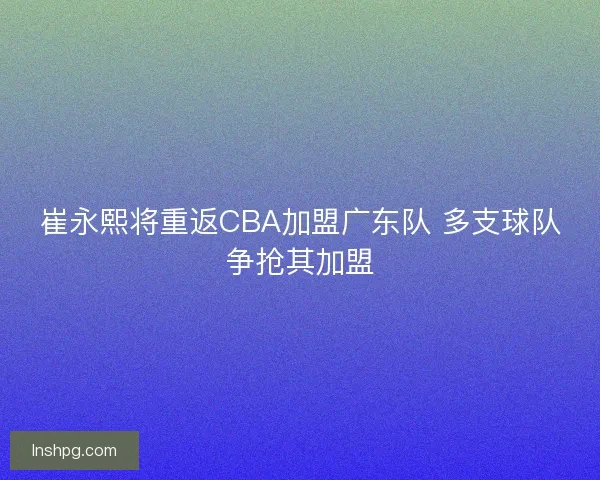 崔永熙将重返CBA加盟广东队 多支球队争抢其加盟
